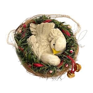 Rustic Vintage Pair of Ceramic Birds In Nest Ornament Canon Falls Christmas